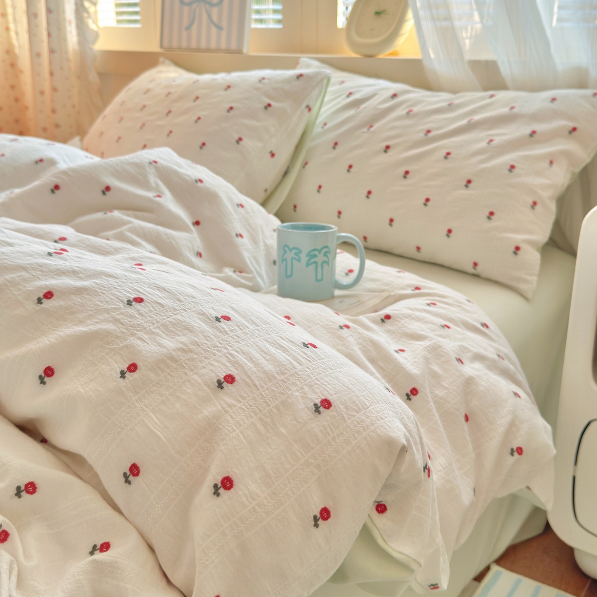 91家纺网 家纺一手货源 找家纺 寐居家纺 2026新款舒适全棉水洗棉提花四件套 提花-小红花