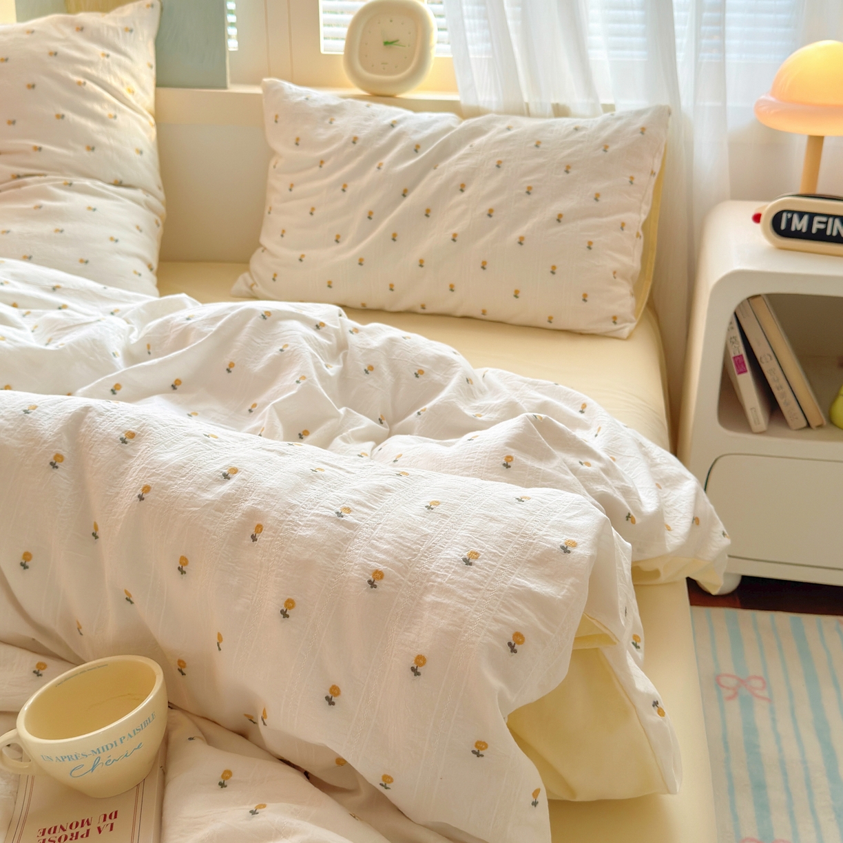 91家纺网 家纺一手货源 找家纺 寐居家纺 2026新款舒适全棉水洗棉提花四件套 提花-小黄花