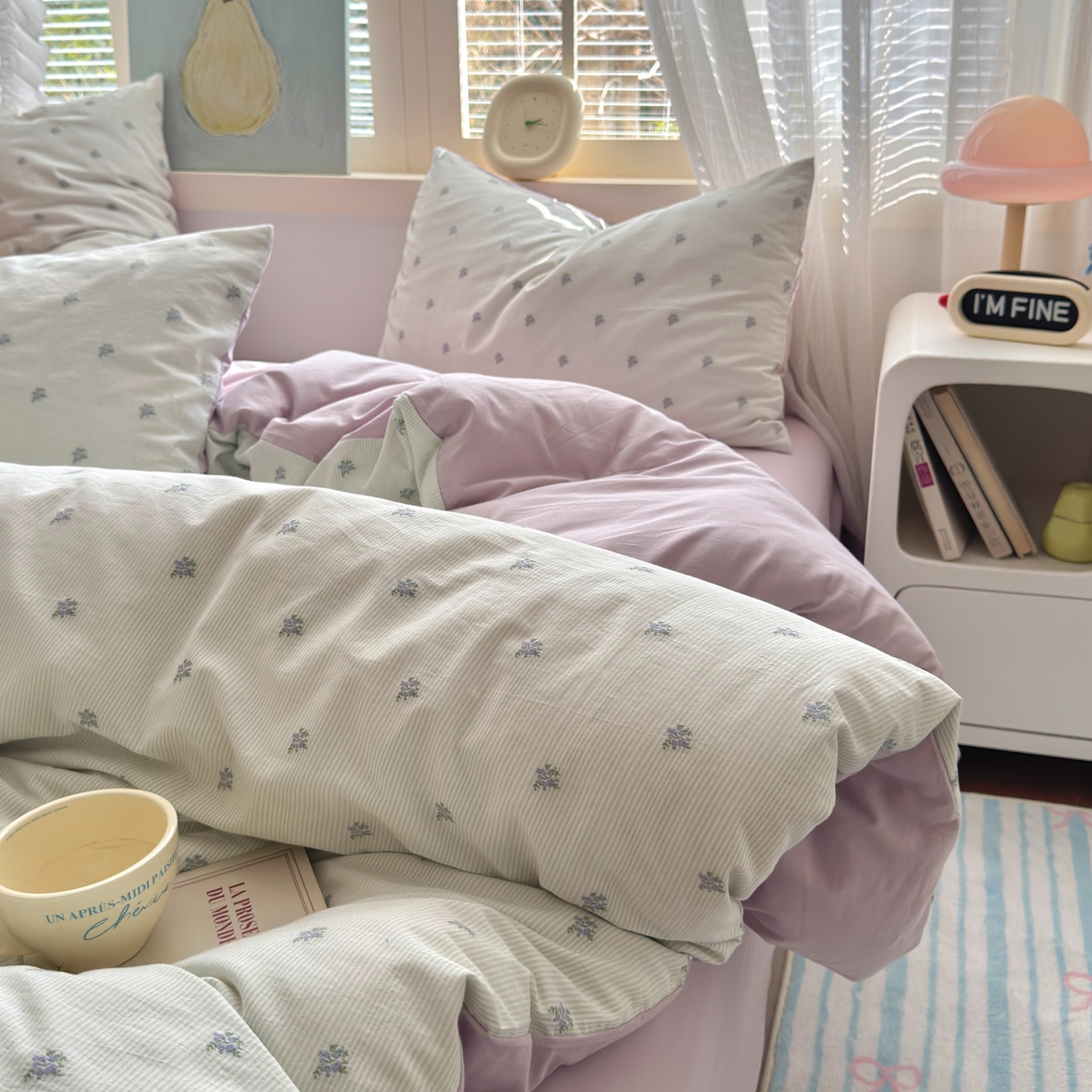 91家纺网 家纺一手货源 找家纺 寐居家纺 2026新款舒适全棉水洗棉提花四件套 提花-铃兰绿