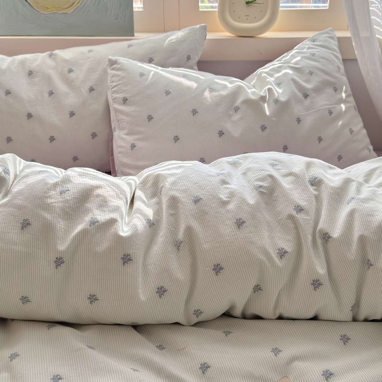 91家纺网 家纺一手货源 找家纺 寐居家纺 2026新款舒适全棉水洗棉提花四件套 提花-铃兰绿