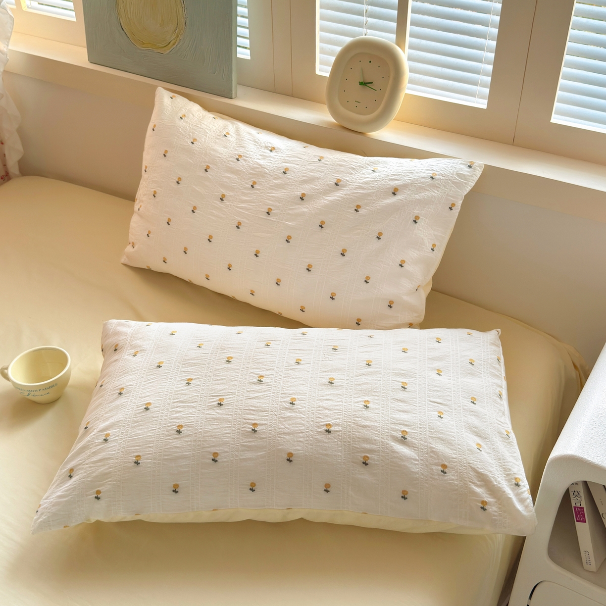 91家纺网 家纺一手货源 找家纺 寐居家纺 2026新款舒适全棉水洗棉提花四件套 提花-小黄花