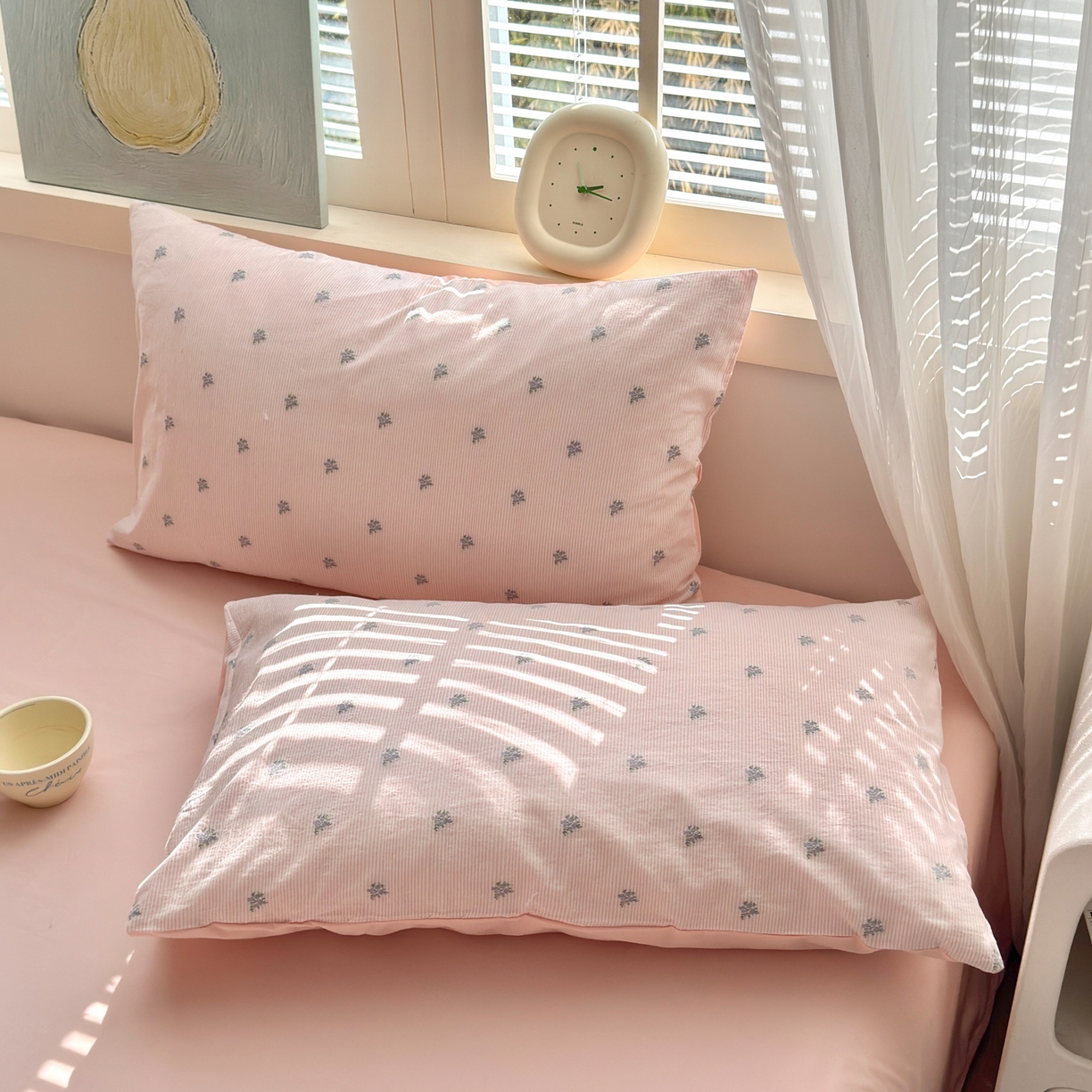 91家纺网 家纺一手货源 找家纺 寐居家纺 2026新款舒适全棉水洗棉提花四件套 提花-铃兰粉