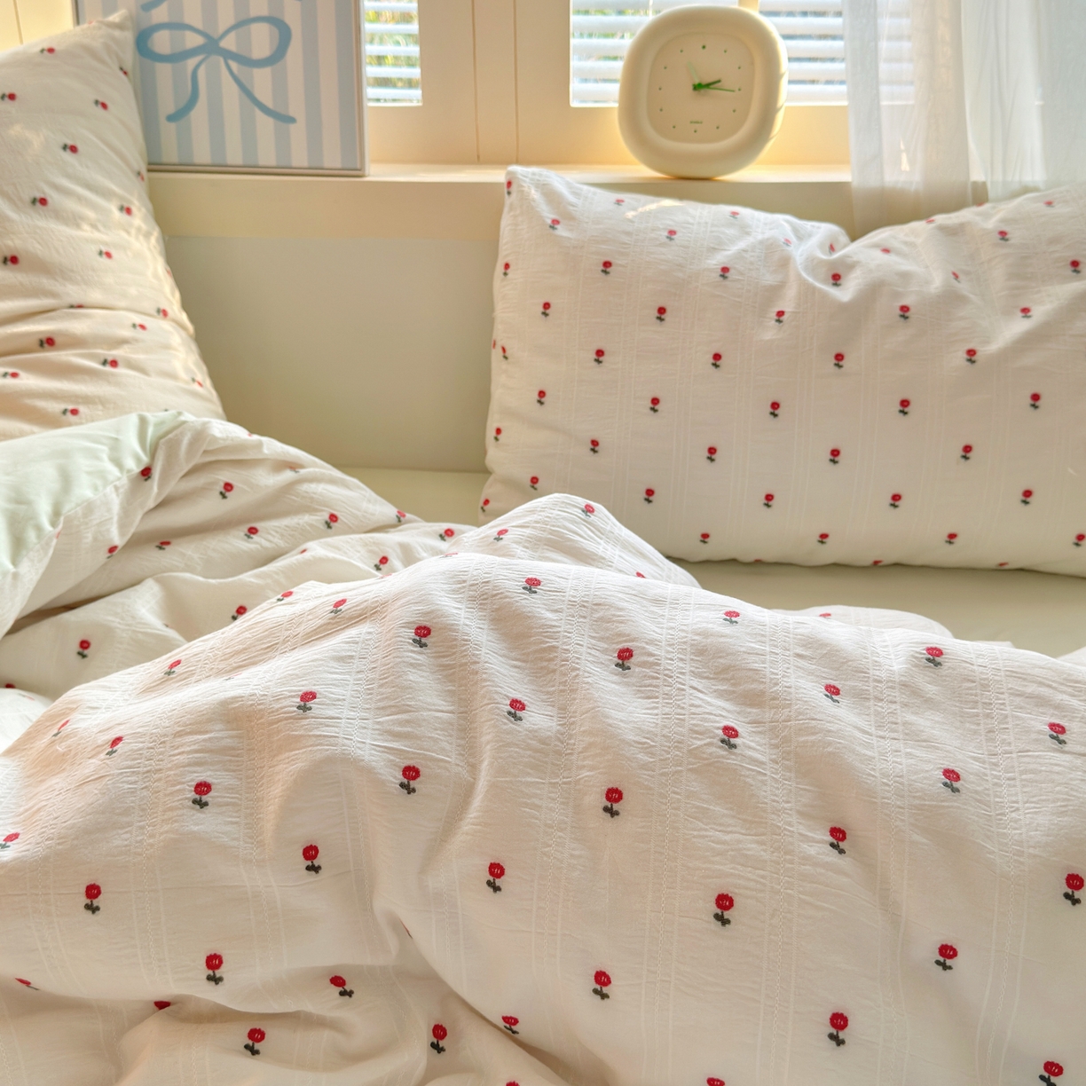 91家纺网 家纺一手货源 找家纺 寐居家纺 2026新款舒适全棉水洗棉提花四件套 提花-小红花