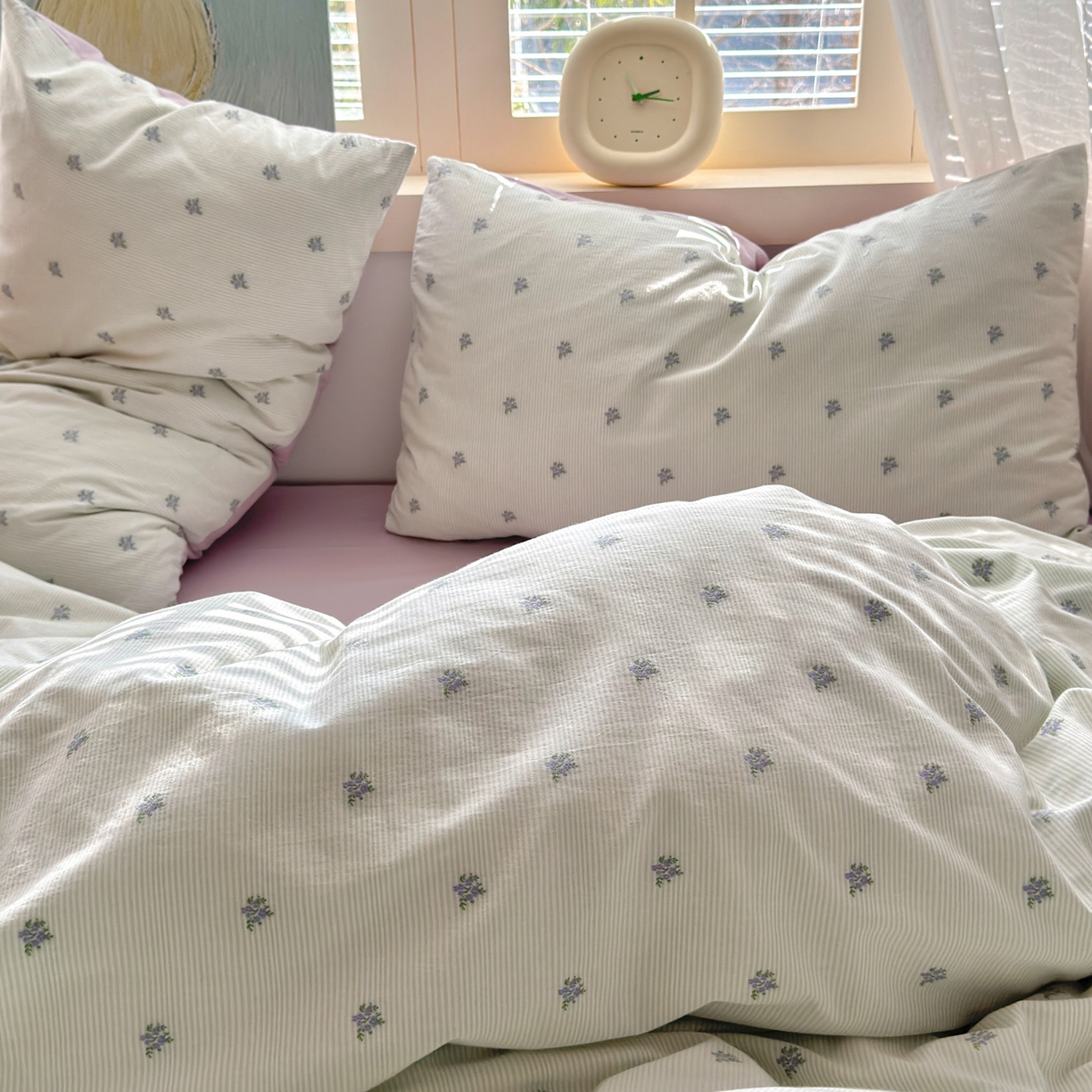 91家纺网 家纺一手货源 找家纺 寐居家纺 2026新款舒适全棉水洗棉提花四件套 提花-铃兰绿