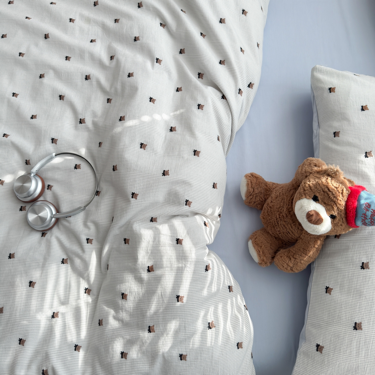 91家纺网 家纺一手货源 找家纺 寐居家纺 2026新款舒适全棉水洗棉提花四件套 提花-小熊蓝