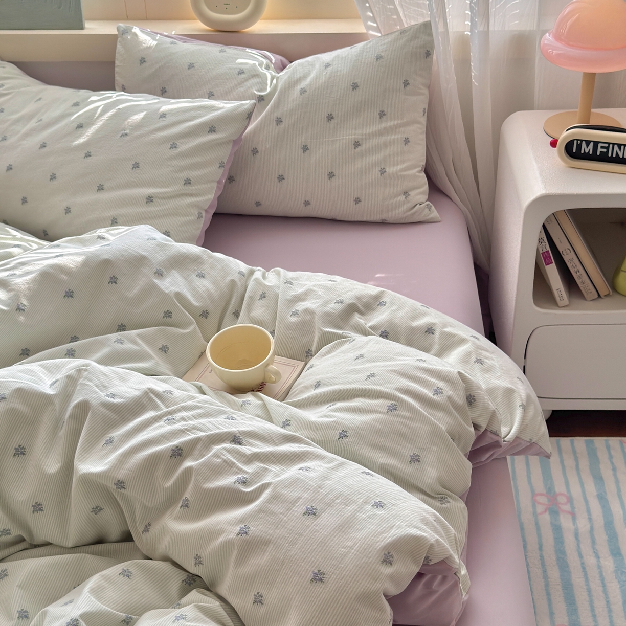 91家纺网 家纺一手货源 找家纺 寐居家纺 2026新款舒适全棉水洗棉提花四件套 提花-铃兰绿