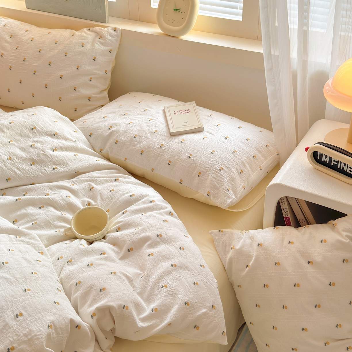 91家纺网 家纺一手货源 找家纺 寐居家纺 2026新款舒适全棉水洗棉提花四件套 提花-小黄花
