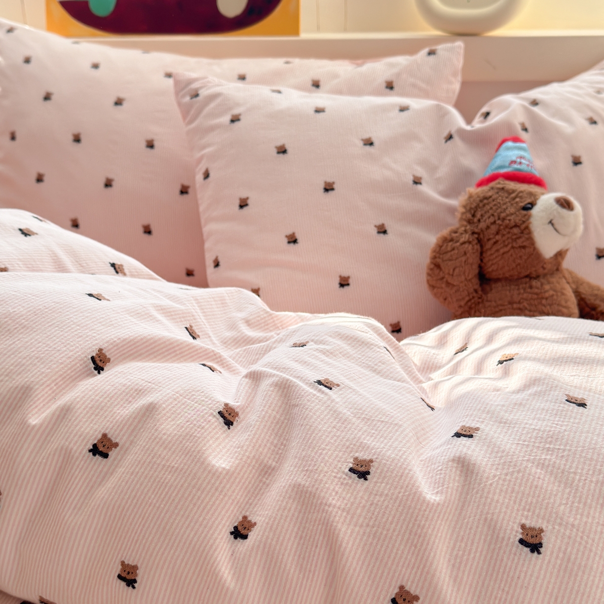 91家纺网 家纺一手货源 找家纺 寐居家纺 2026新款舒适全棉水洗棉提花四件套 提花-小熊玉