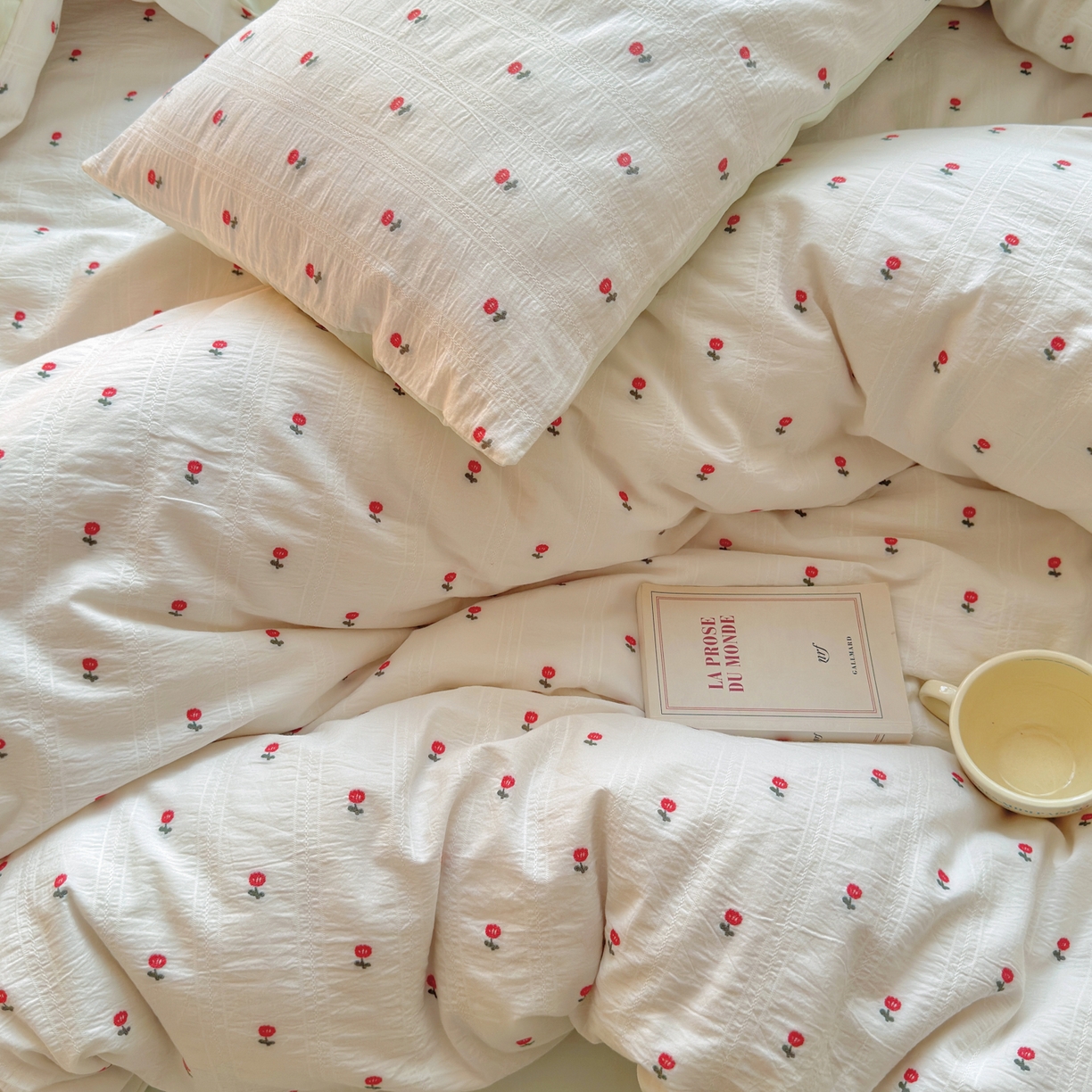 91家纺网 家纺一手货源 找家纺 寐居家纺 2026新款舒适全棉水洗棉提花四件套 提花-小红花