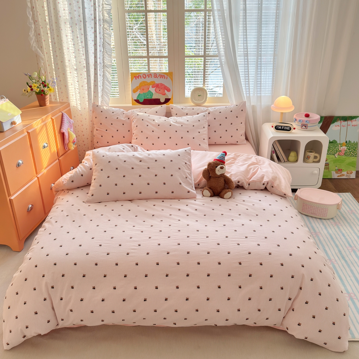 91家纺网 家纺一手货源 找家纺 寐居家纺 2026新款舒适全棉水洗棉提花四件套 提花-小熊玉