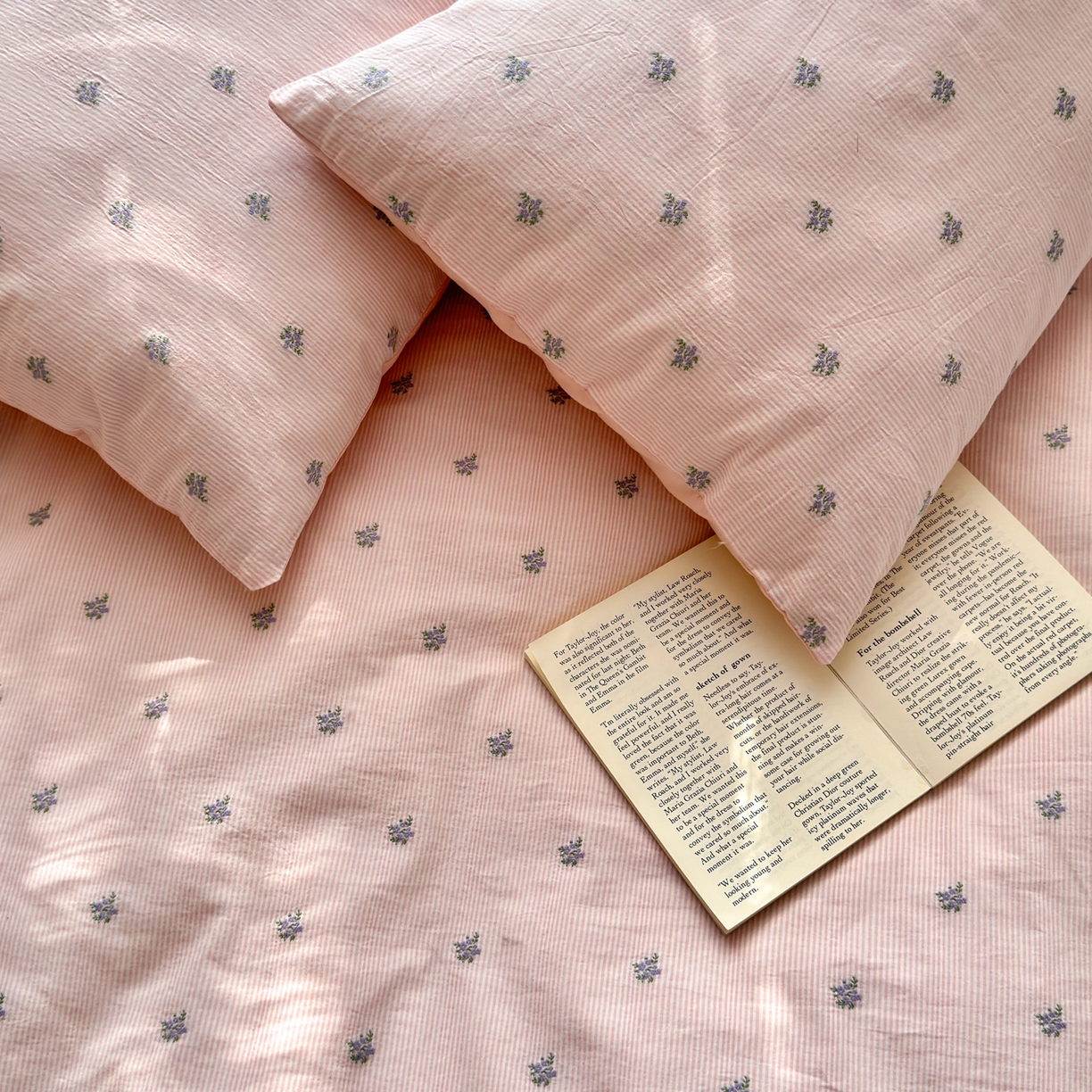 91家纺网 家纺一手货源 找家纺 寐居家纺 2026新款舒适全棉水洗棉提花四件套 提花-铃兰粉