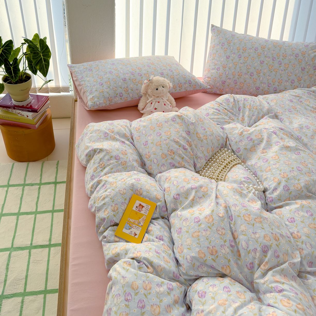 91家纺网 家纺一手货源 找家纺 铺尚美家纺 2026新款春款A类古法水洗仿棉云感棉小布袋四件套 郁金香园