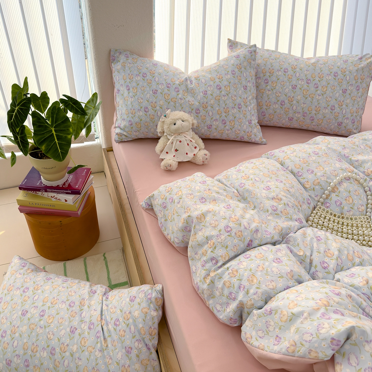 91家纺网 家纺一手货源 找家纺 铺尚美家纺 2026新款春款A类古法水洗仿棉云感棉小布袋四件套 郁金香园