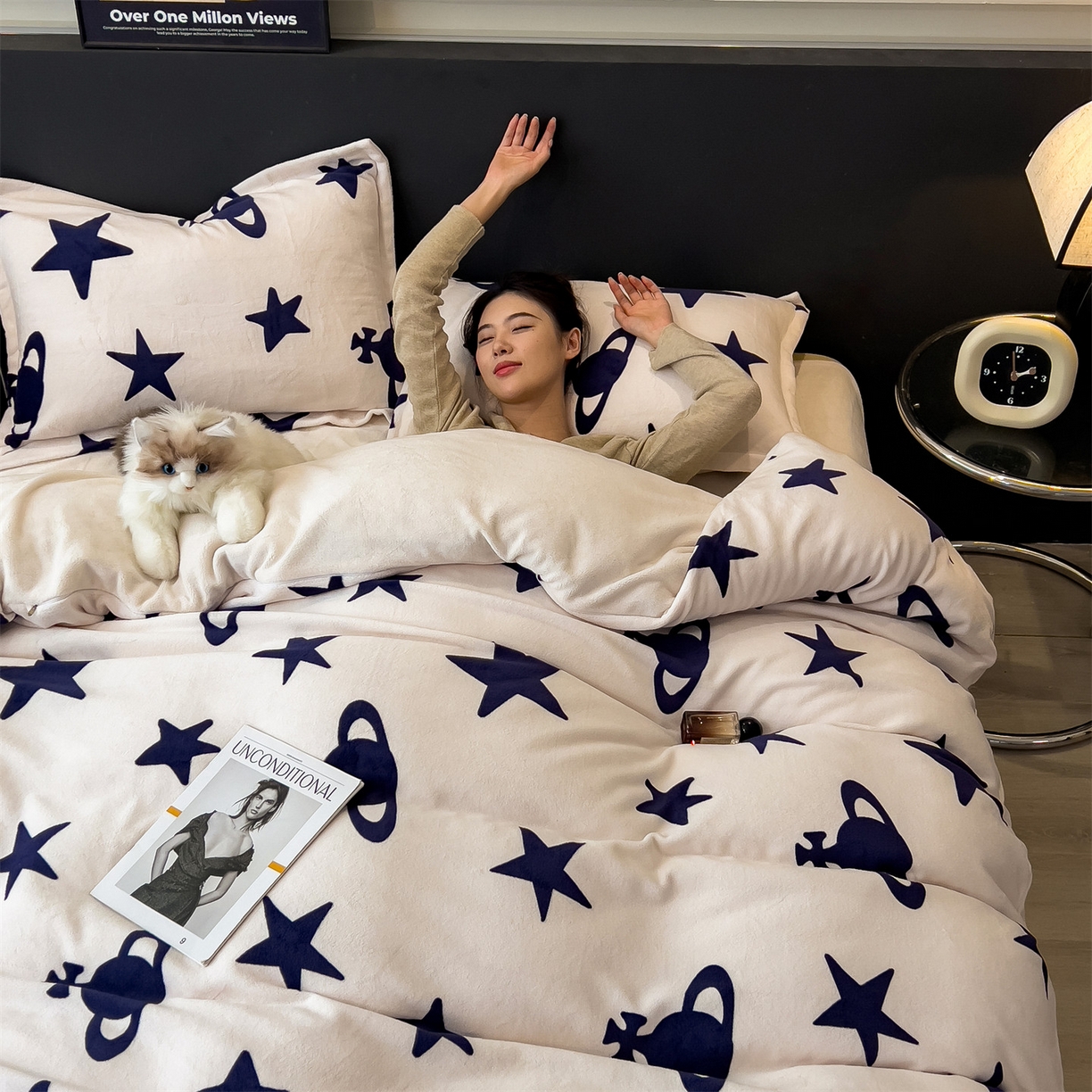 91家纺网 家纺一手货源 找家纺 布凡家居 2026新款A类中古风牛奶绒四件套 绒套件-星轨漫眠