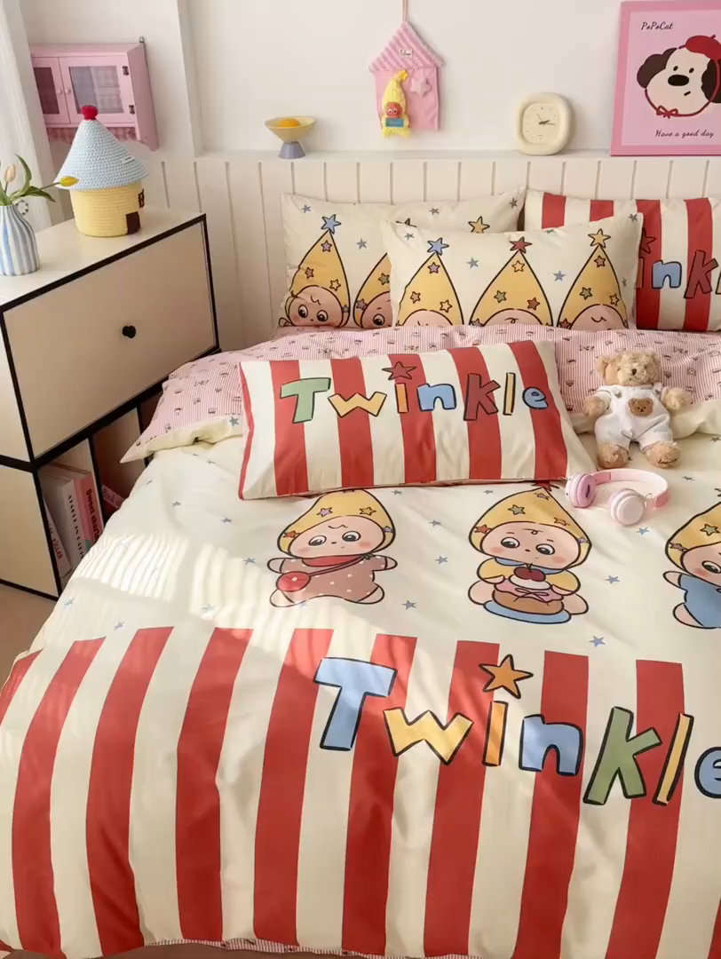 91家纺网 家纺一手货源 找家纺 寐居家纺 2026新款全棉大版数码印花四件套 魔法星人