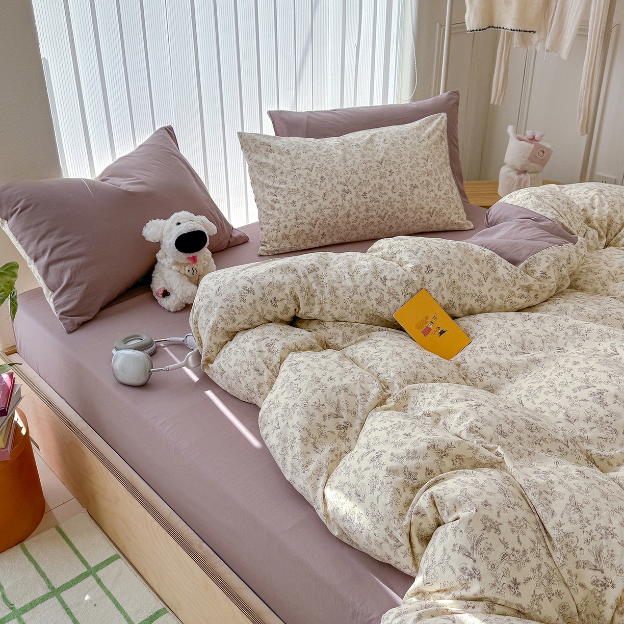 91家纺网 家纺一手货源 找家纺 铺尚美家纺 2026新款春款A类古法水洗仿棉云感棉小布袋四件套 半页诗