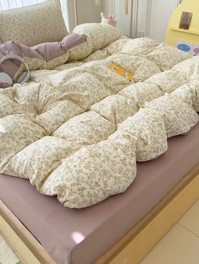 91家纺网 家纺一手货源 找家纺 铺尚美家纺 2026新款春款A类古法水洗仿棉云感棉小布袋四件套 半页诗