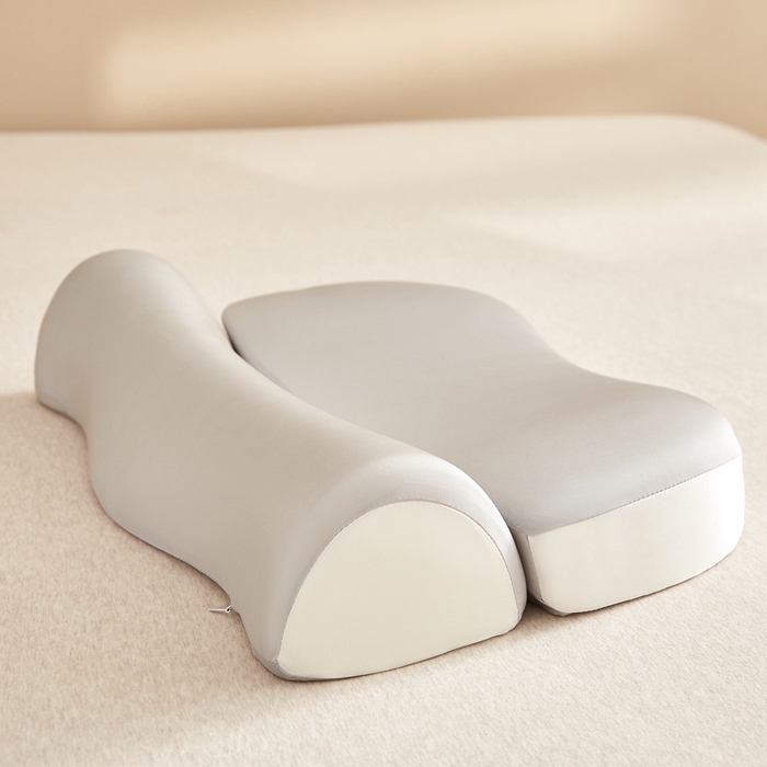 91家纺网 家纺一手货源 找家纺 小桃姐家纺 2026新款零压助眠深睡枕牵引二合一组合款记忆枕枕头枕芯 淡雅灰