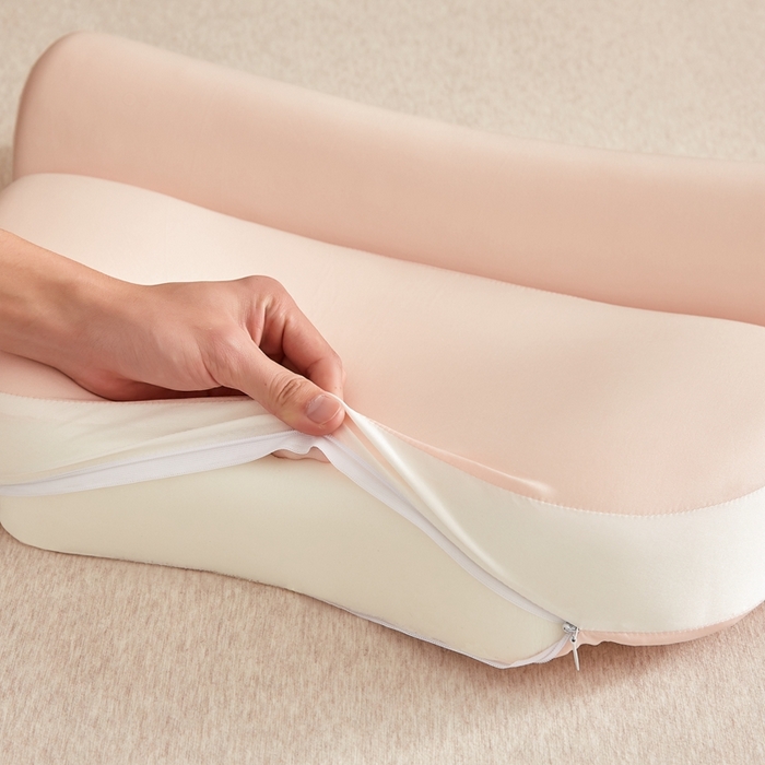 91家纺网 家纺一手货源 找家纺 小桃姐家纺 2026新款零压助眠深睡枕牵引二合一组合款记忆枕枕头枕芯 粉玉