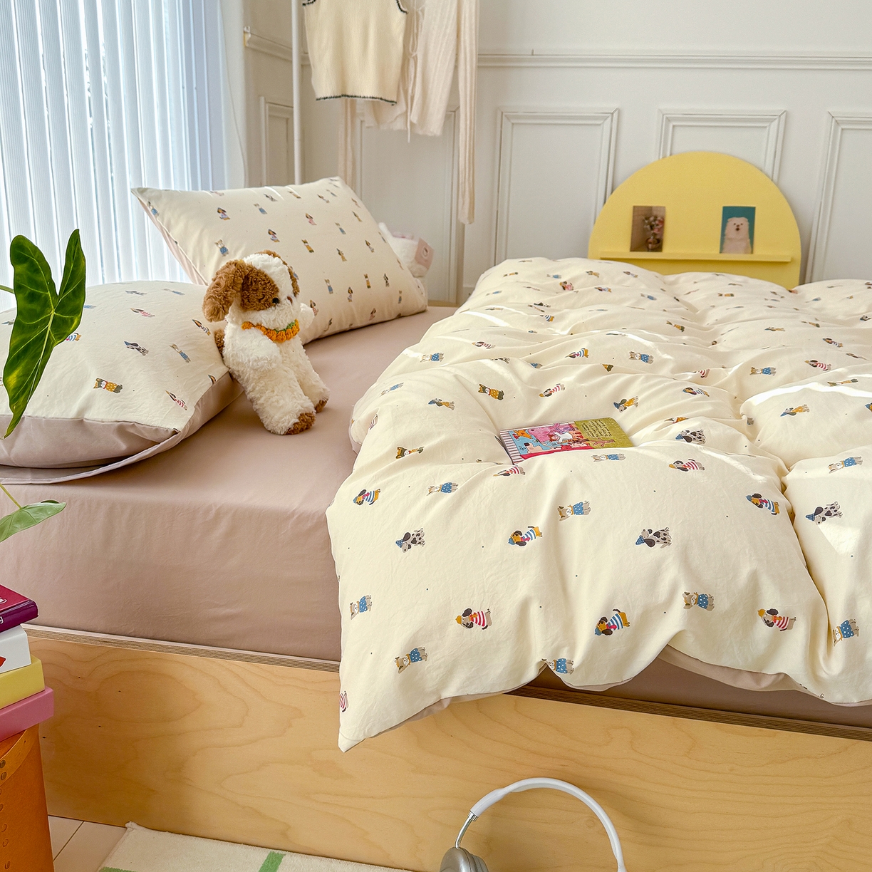 91家纺网 家纺一手货源 找家纺 铺尚美家纺 2026新款春款A类古法水洗仿棉云感棉小布袋四件套 拘狗乐园