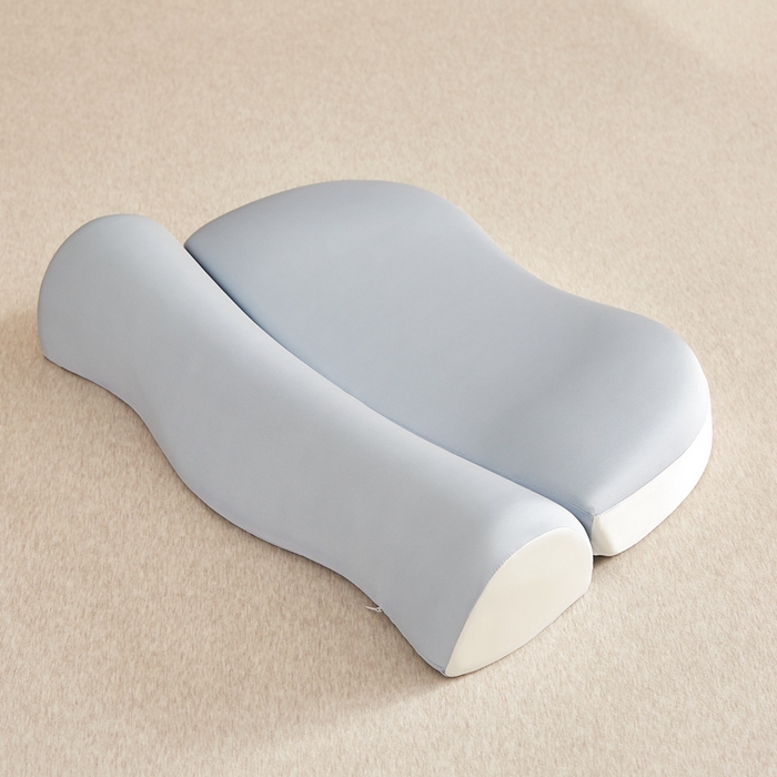 小桃姐家纺 2026新款零压助眠深睡枕牵引二合一组合款记忆枕枕头枕芯 清新蓝