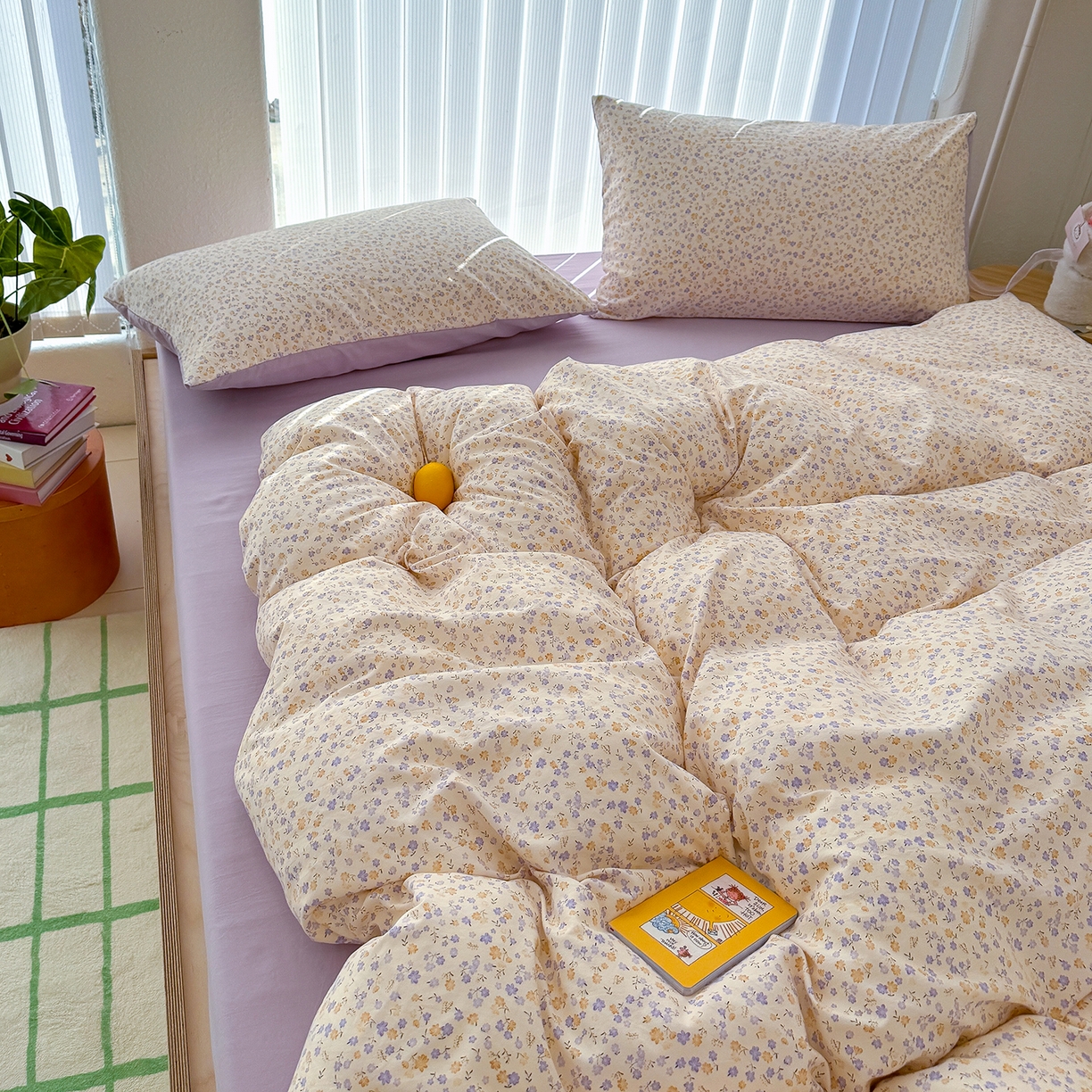 91家纺网 家纺一手货源 找家纺 铺尚美家纺 2026新款春款A类古法水洗仿棉云感棉小布袋四件套 山樱漫岛