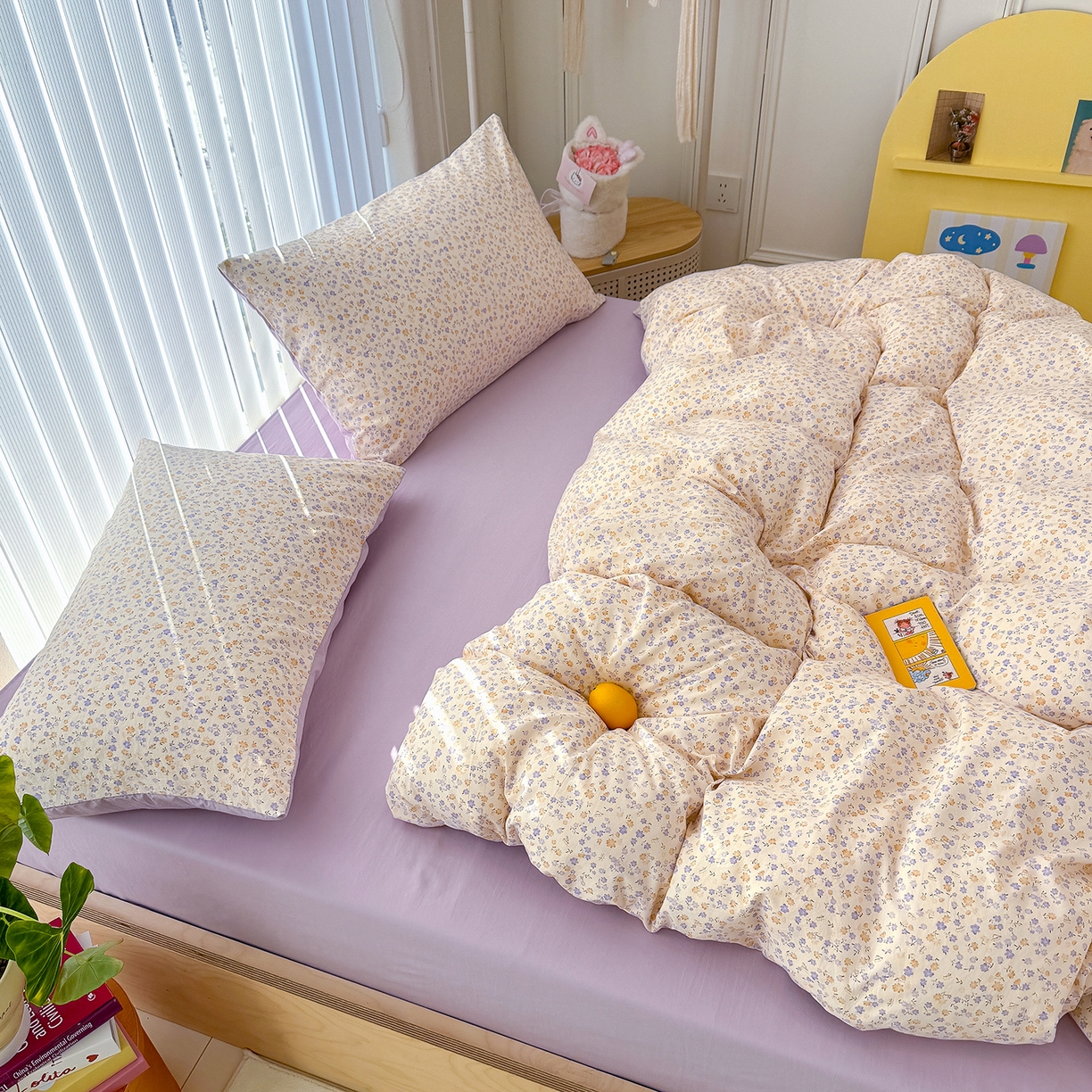 91家纺网 家纺一手货源 找家纺 铺尚美家纺 2026新款春款A类古法水洗仿棉云感棉小布袋四件套 山樱漫岛