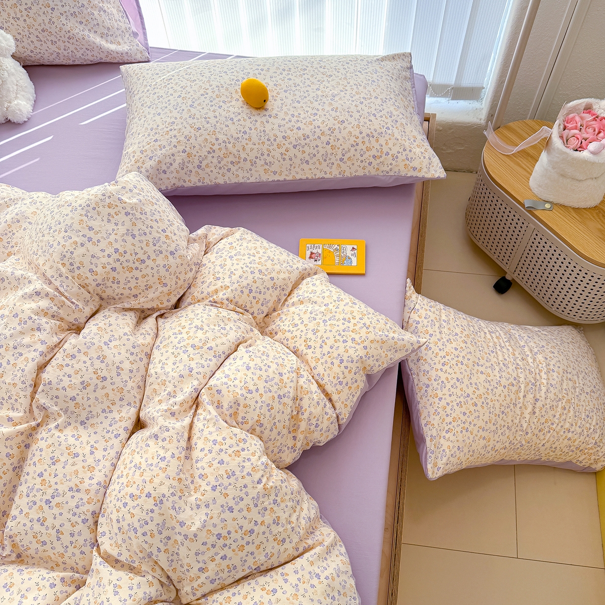 91家纺网 家纺一手货源 找家纺 铺尚美家纺 2026新款春款A类古法水洗仿棉云感棉小布袋四件套 山樱漫岛