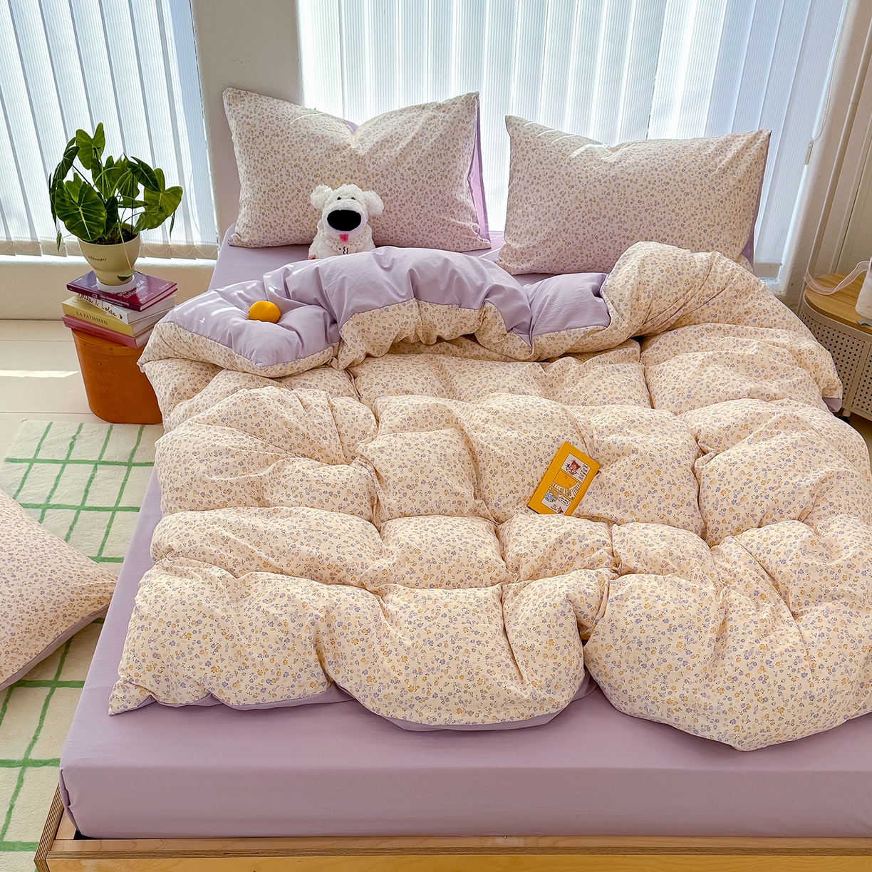 91家纺网 家纺一手货源 找家纺 铺尚美家纺 2026新款春款A类古法水洗仿棉云感棉小布袋四件套 山樱漫岛