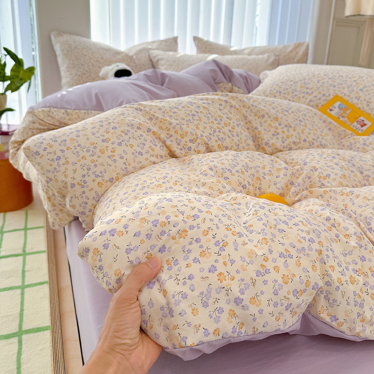 91家纺网 家纺一手货源 找家纺 铺尚美家纺 2026新款春款A类古法水洗仿棉云感棉小布袋四件套 山樱漫岛