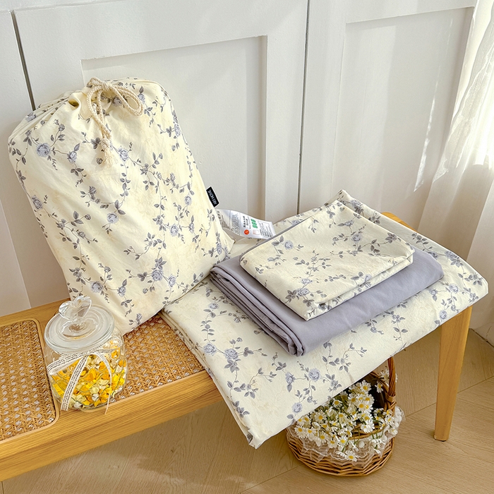 铺尚美家纺 2026新款春款A类古法水洗仿棉云感棉小布袋四件套 牟溪明月