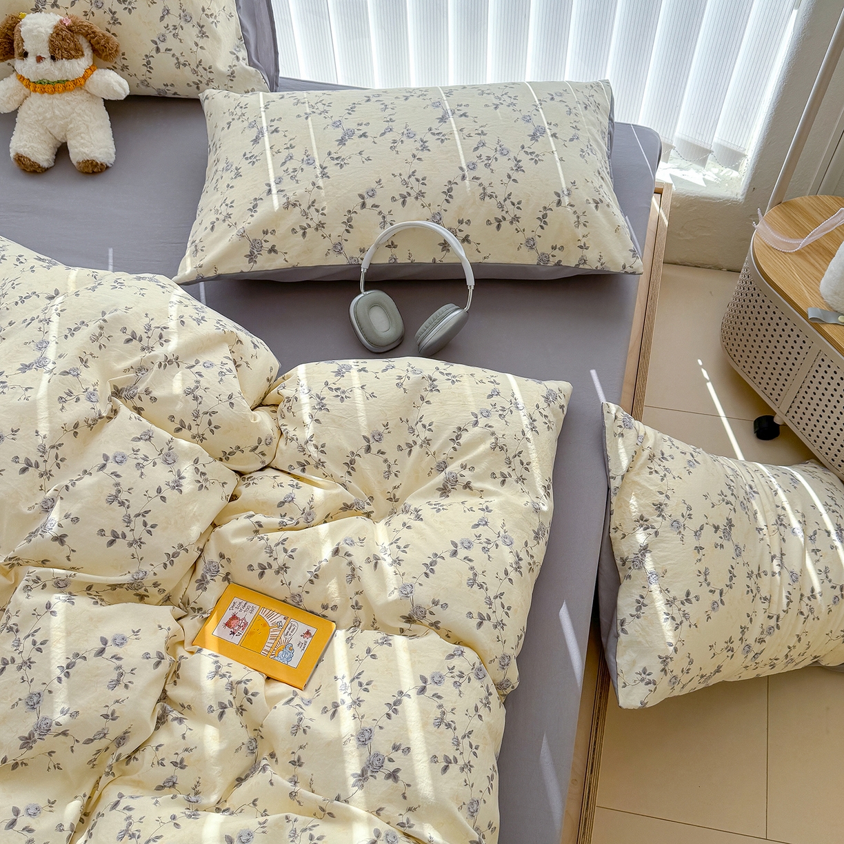 91家纺网 家纺一手货源 找家纺 铺尚美家纺 2026新款春款A类古法水洗仿棉云感棉小布袋四件套 牟溪明月