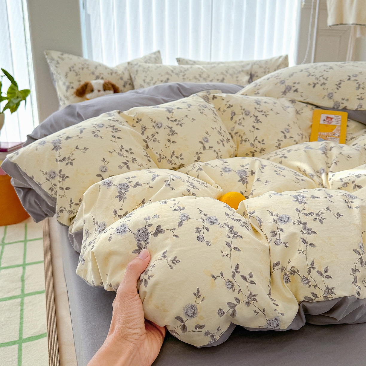 91家纺网 家纺一手货源 找家纺 铺尚美家纺 2026新款春款A类古法水洗仿棉云感棉小布袋四件套 牟溪明月