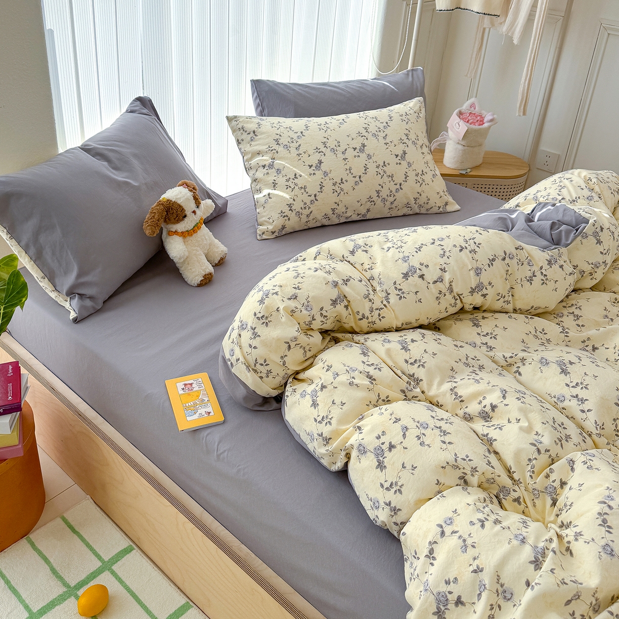 91家纺网 家纺一手货源 找家纺 铺尚美家纺 2026新款春款A类古法水洗仿棉云感棉小布袋四件套 牟溪明月