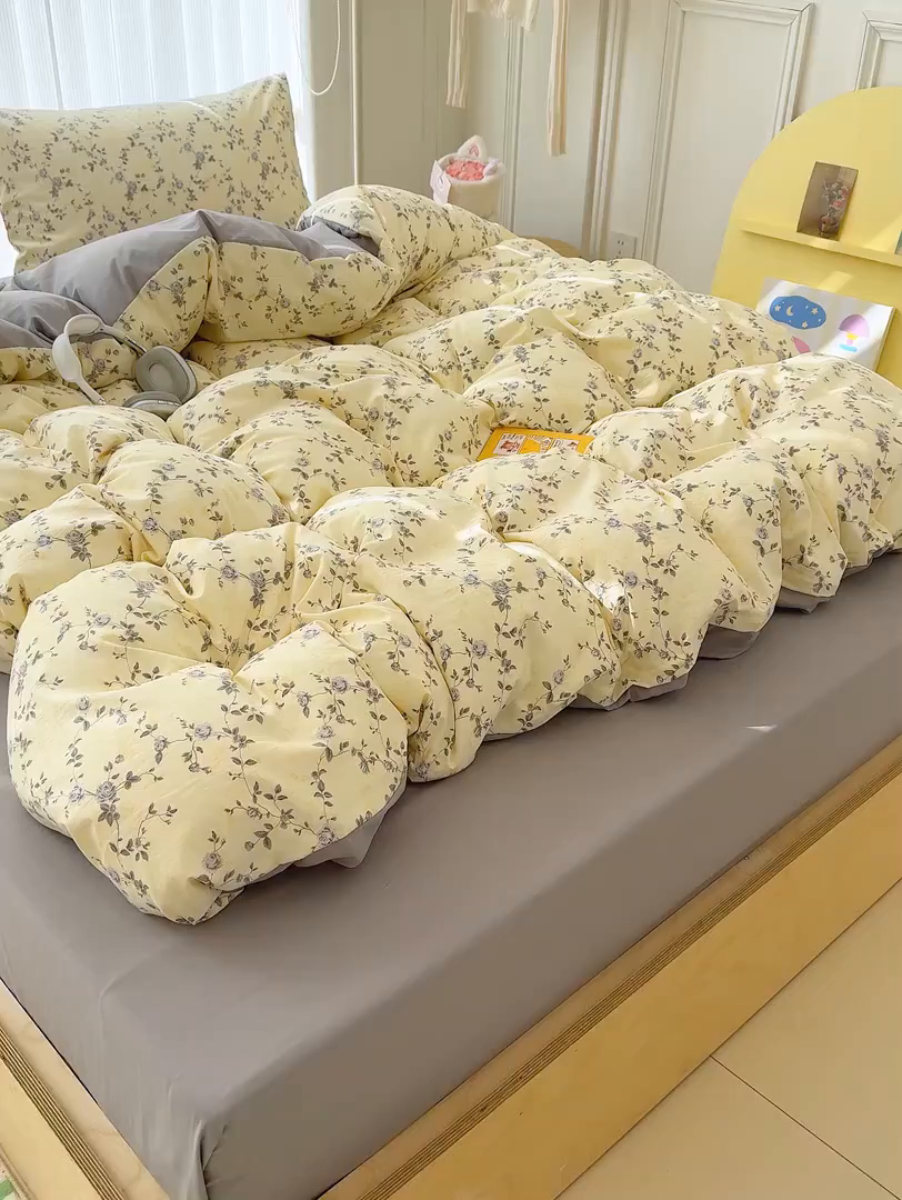 91家纺网 家纺一手货源 找家纺 铺尚美家纺 2026新款春款A类古法水洗仿棉云感棉小布袋四件套 牟溪明月