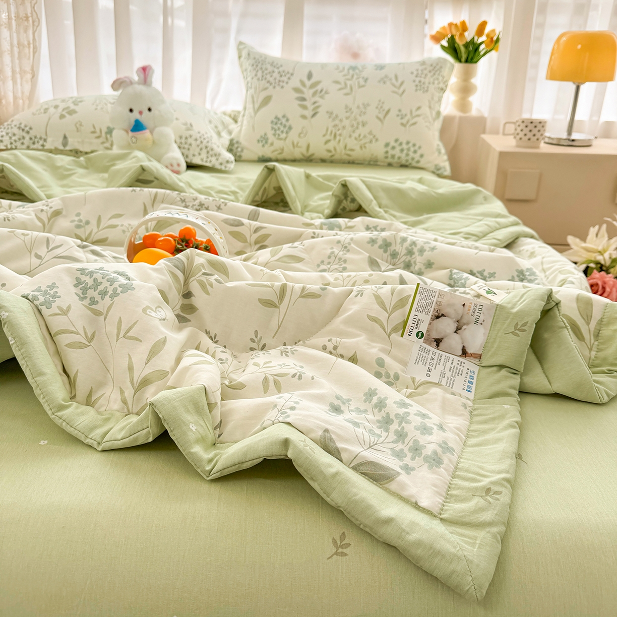 91家纺网 家纺一手货源 找家纺 （总）瑶瑶家居 2026新款A类里外全棉夏凉被四件套-风格一