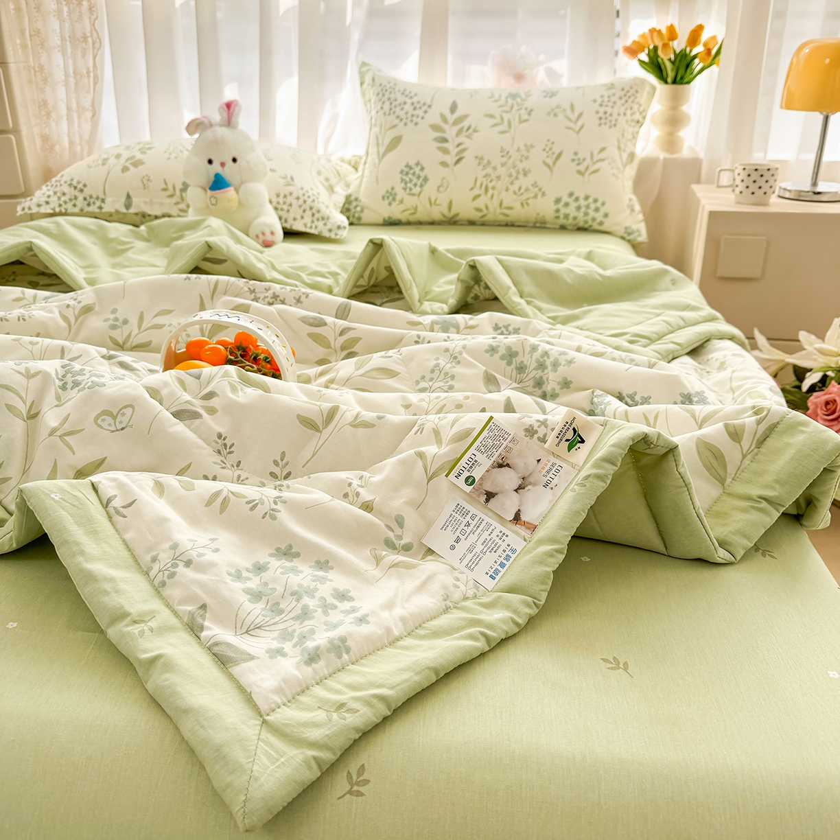 91家纺网 家纺一手货源 找家纺 （总）瑶瑶家居 2026新款A类里外全棉夏凉被四件套-风格一