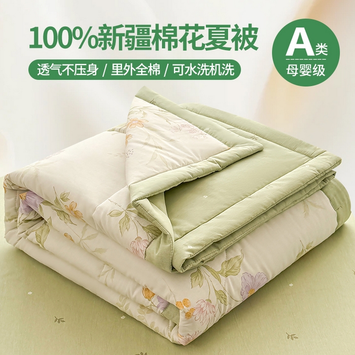 91家纺网 家纺一手货源 找家纺 （总）瑶瑶家居 2026新款A类里外全棉夏凉被四件套-风格一