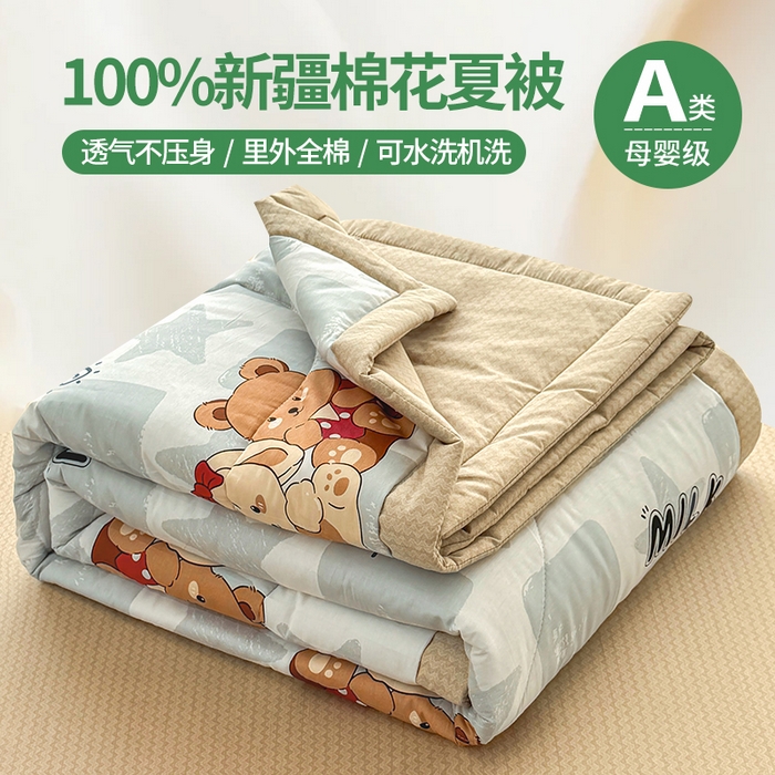 91家纺网 家纺一手货源 找家纺 （总）瑶瑶家居 2026新款A类里外全棉夏凉被四件套-风格一