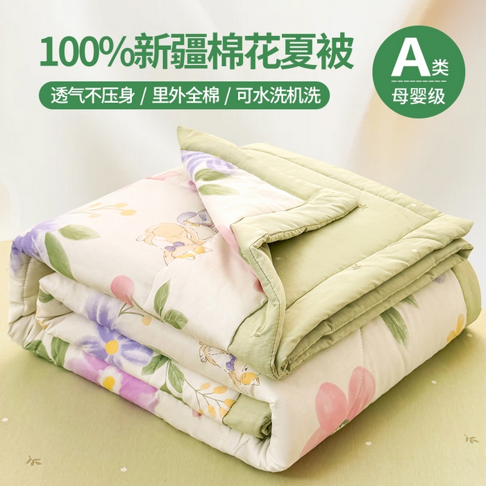 91家纺网 家纺一手货源 找家纺 （总）瑶瑶家居 2026新款A类里外全棉夏凉被四件套-风格一