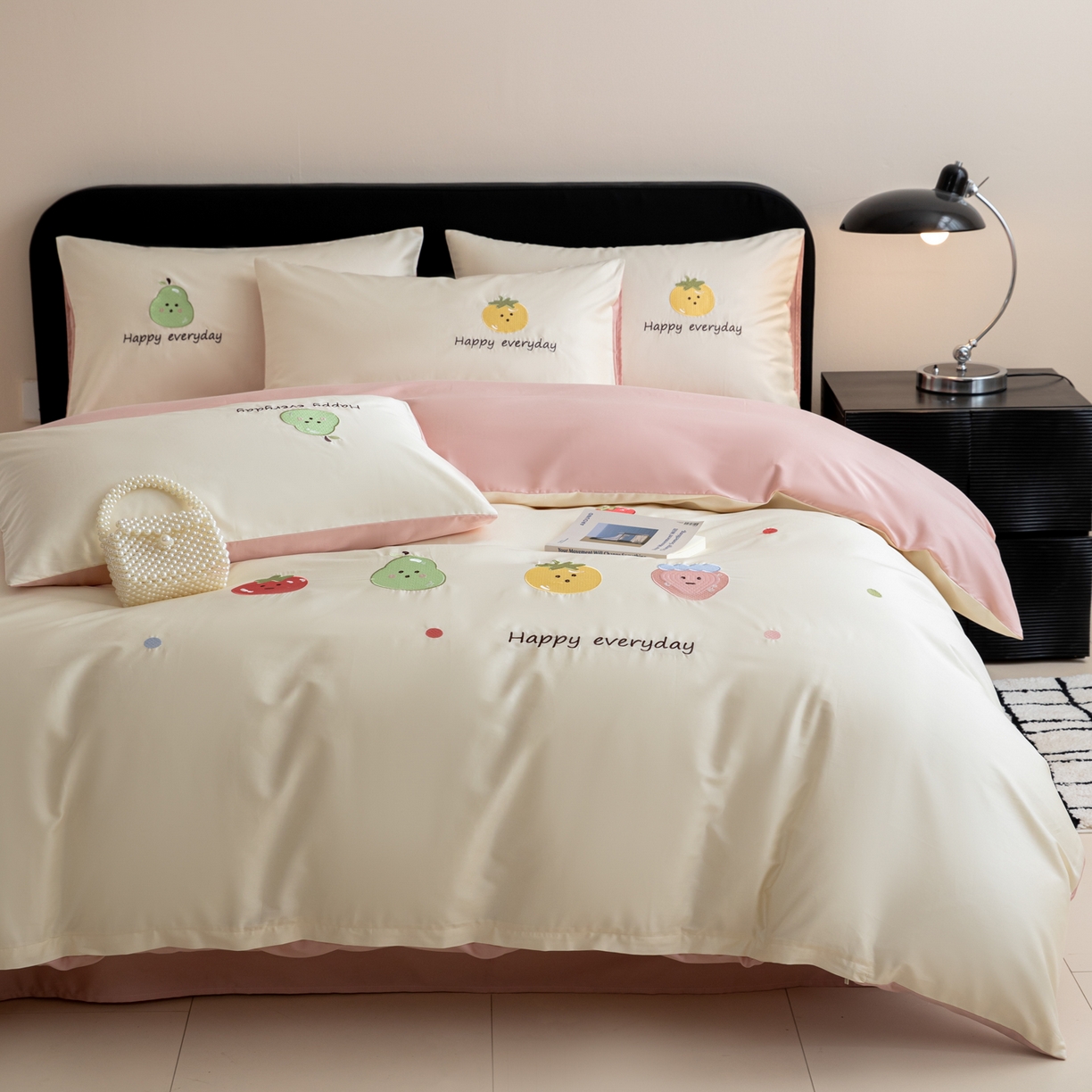 91家纺网 家纺一手货源 找家纺 沐辰 2026新款长绒棉50S纯棉满绣四件套 果味派