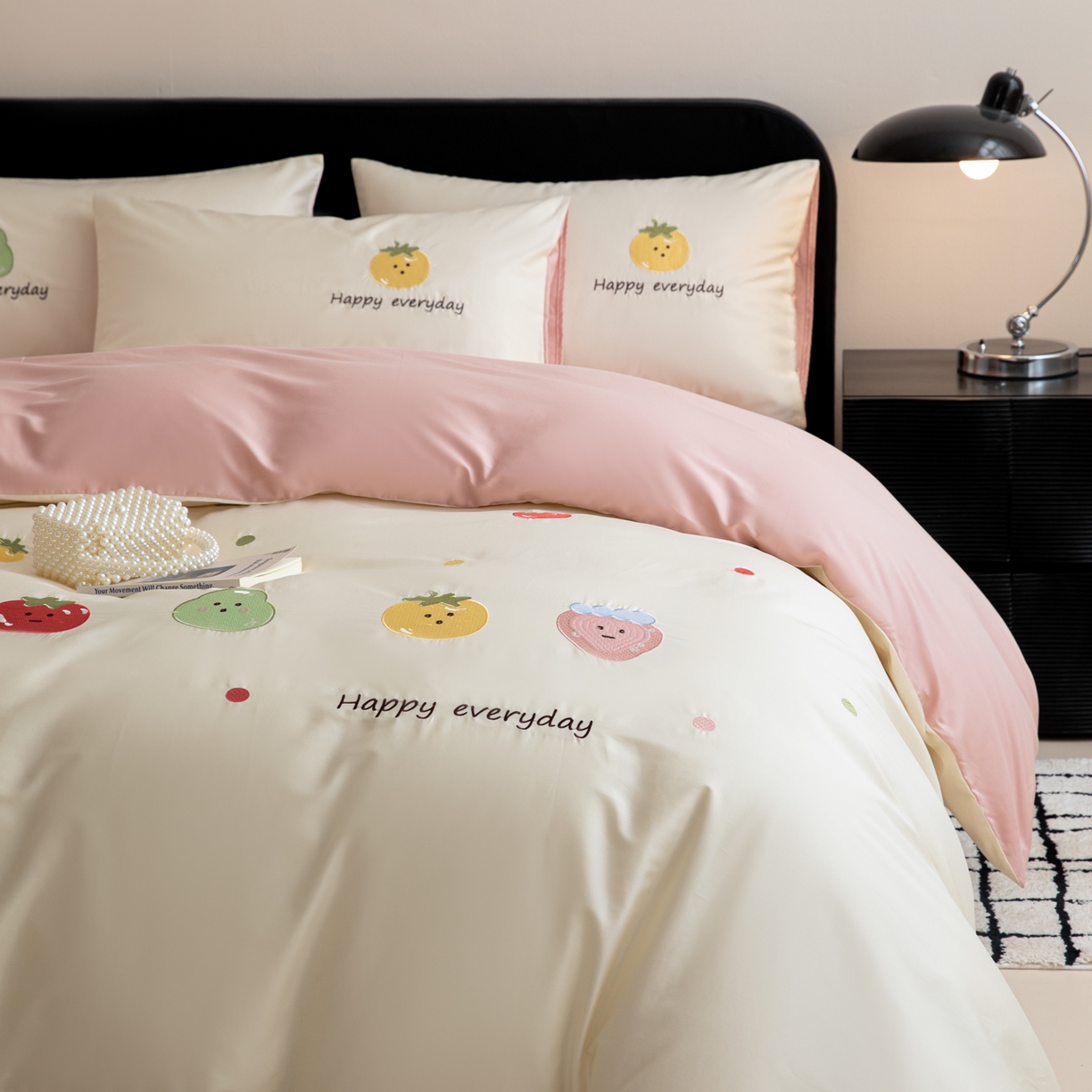 91家纺网 家纺一手货源 找家纺 沐辰 2026新款长绒棉50S纯棉满绣四件套 果味派