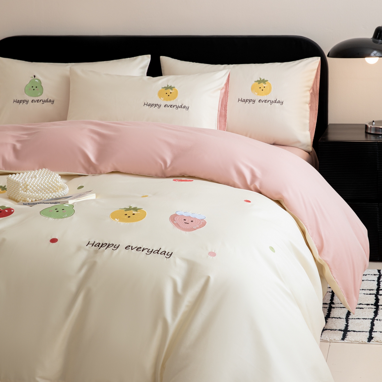 91家纺网 家纺一手货源 找家纺 沐辰 2026新款长绒棉50S纯棉满绣四件套 果味派