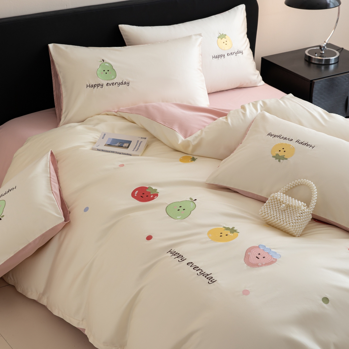 91家纺网 家纺一手货源 找家纺 沐辰 2026新款长绒棉50S纯棉满绣四件套 果味派