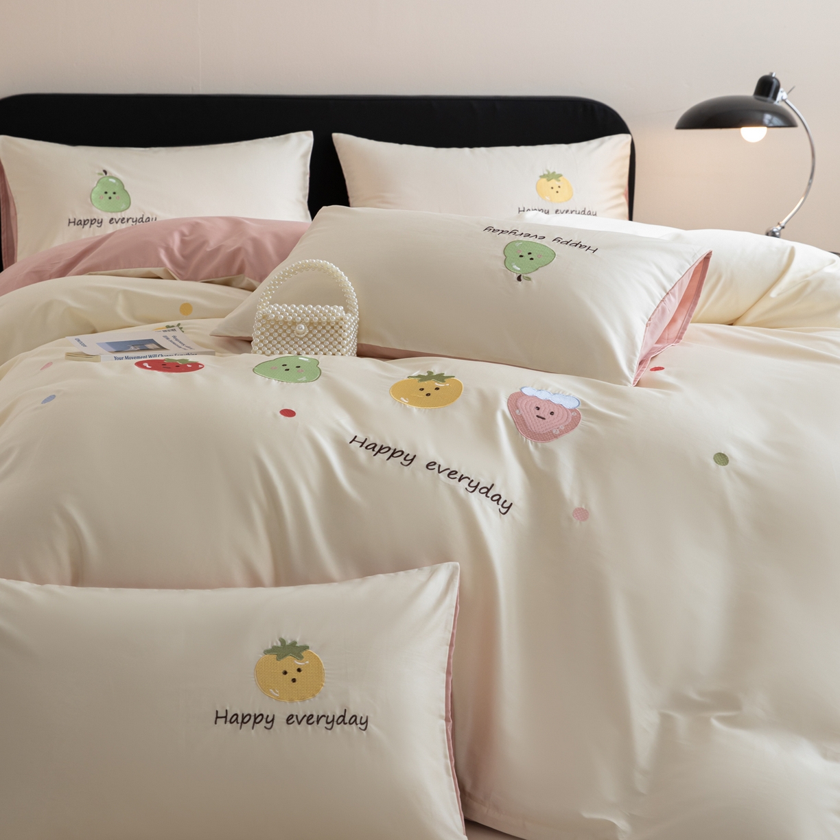 91家纺网 家纺一手货源 找家纺 沐辰 2026新款长绒棉50S纯棉满绣四件套 果味派