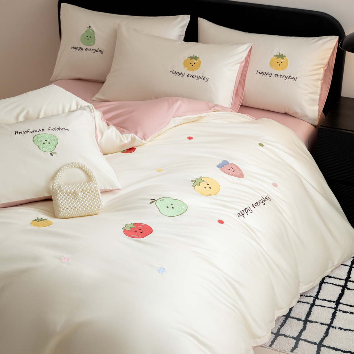 91家纺网 家纺一手货源 找家纺 沐辰 2026新款长绒棉50S纯棉满绣四件套 果味派