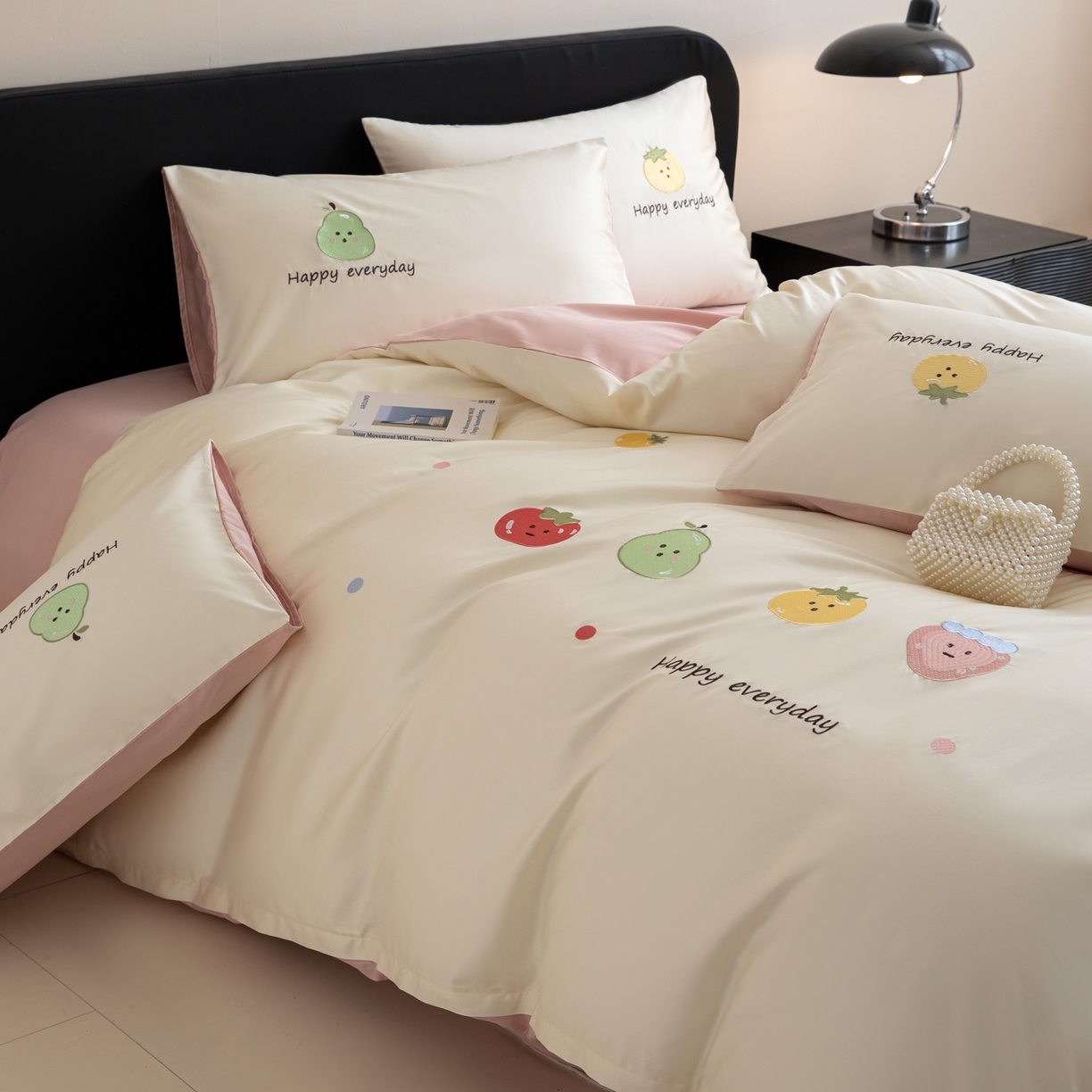 91家纺网 家纺一手货源 找家纺 沐辰 2026新款长绒棉50S纯棉满绣四件套 果味派