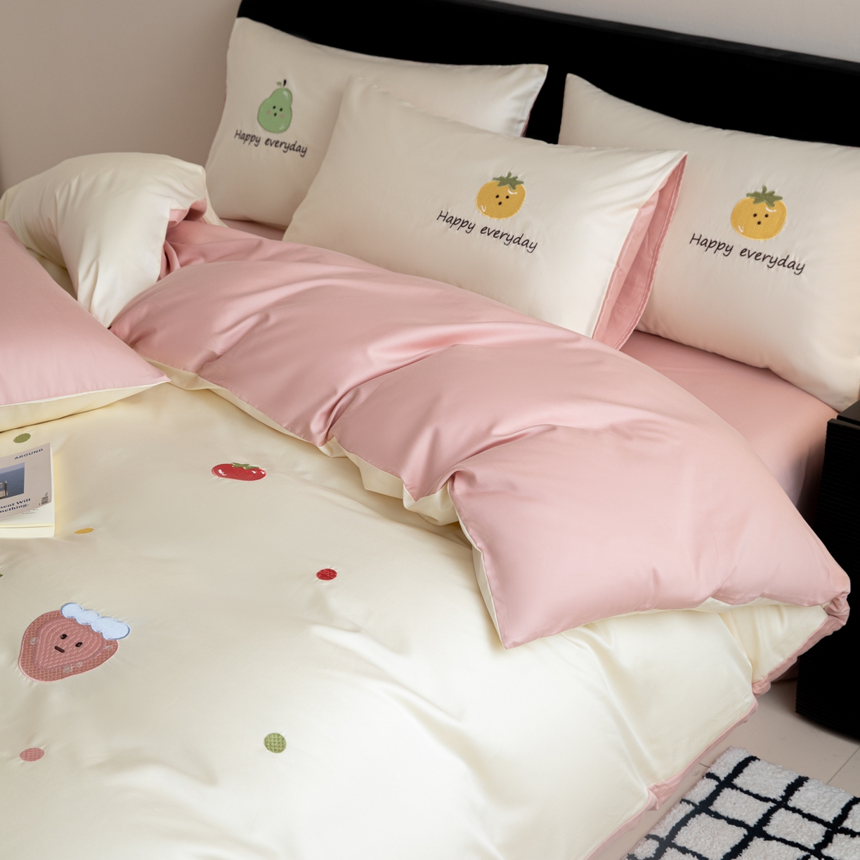 91家纺网 家纺一手货源 找家纺 沐辰 2026新款长绒棉50S纯棉满绣四件套 果味派