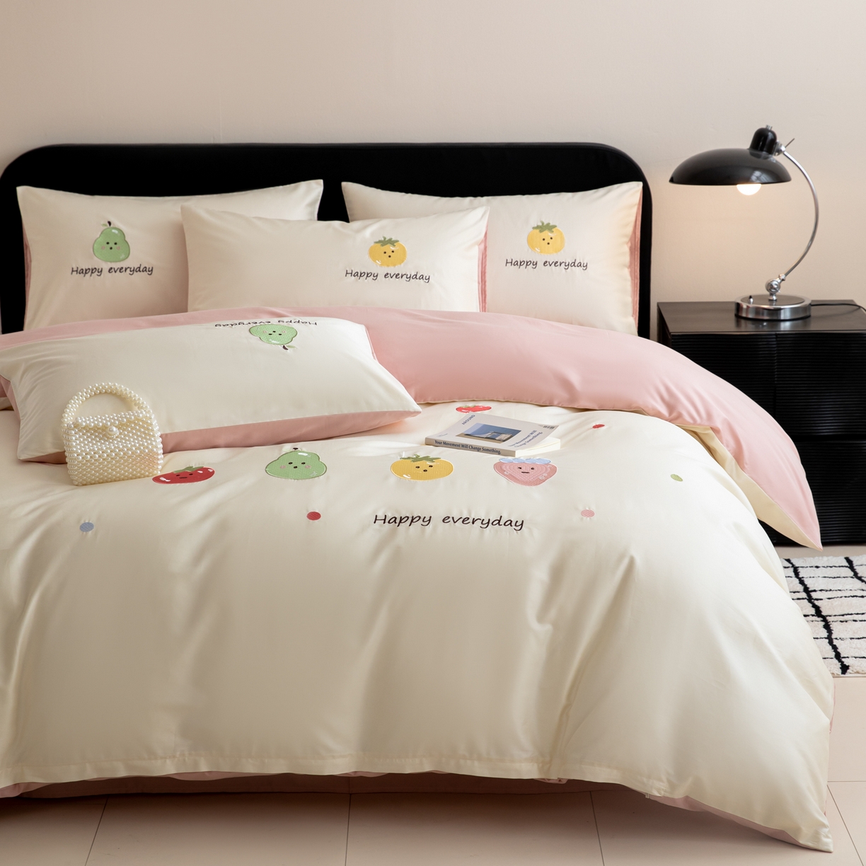 91家纺网 家纺一手货源 找家纺 沐辰 2026新款长绒棉50S纯棉满绣四件套 果味派