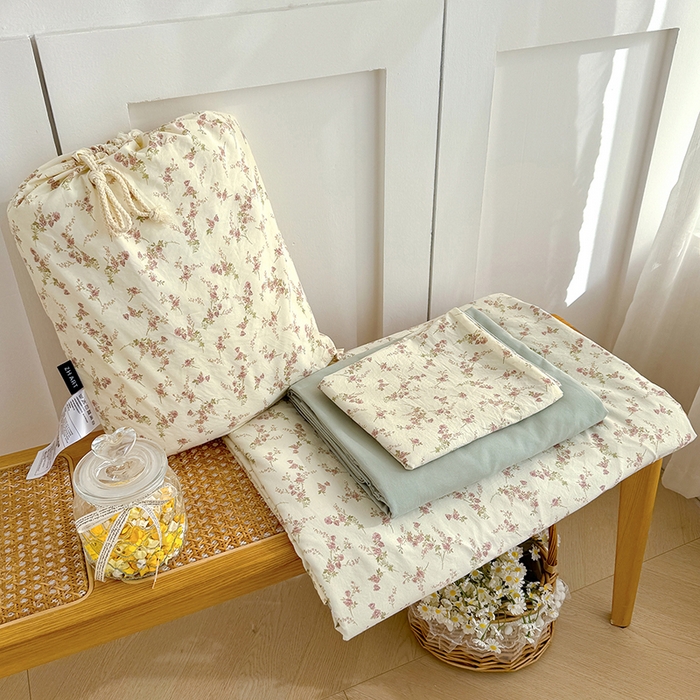 铺尚美家纺 2026新款春款A类古法水洗仿棉云感棉小布袋四件套 花枝